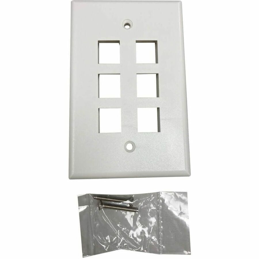 Eaton Tripp Lite Series Safe-IT 6-Port Single-Gang Keystone Wall Plate, Antibacterial, Ivory Matte, TAA