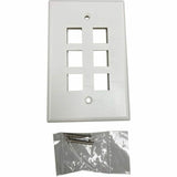 Eaton Tripp Lite Series Safe-IT 6-Port Single-Gang Keystone Wall Plate, Antibacterial, Ivory Matte, TAA