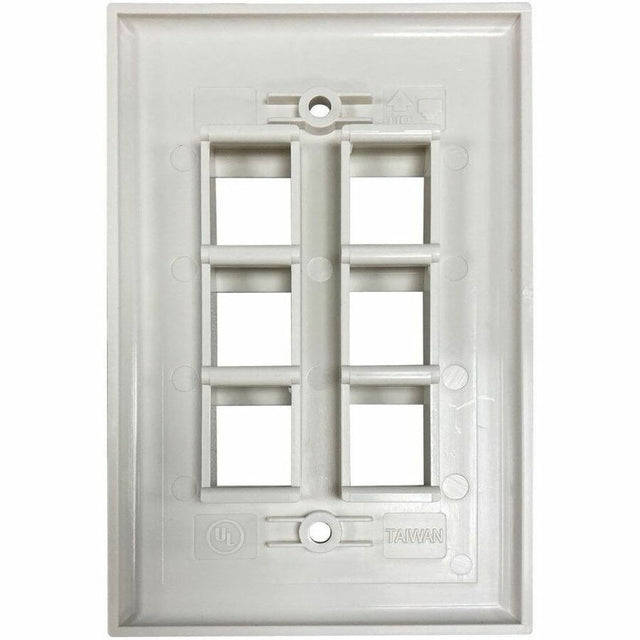 Eaton Tripp Lite Series Safe-IT 6-Port Single-Gang Keystone Wall Plate, Antibacterial, Ivory Matte, TAA