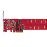 StarTech.com Dual M.2 PCIe SSD Adapter Card, x8 / x16 Dual NVMe or AHCI M.2 SSD to PCI Express 4.0, Up to 7.8GBps/Drive, For 2242/2260/2280/22110mm PCIe M-Key M2 SSDs, Bifurcation Required - PC/Linux Compatible