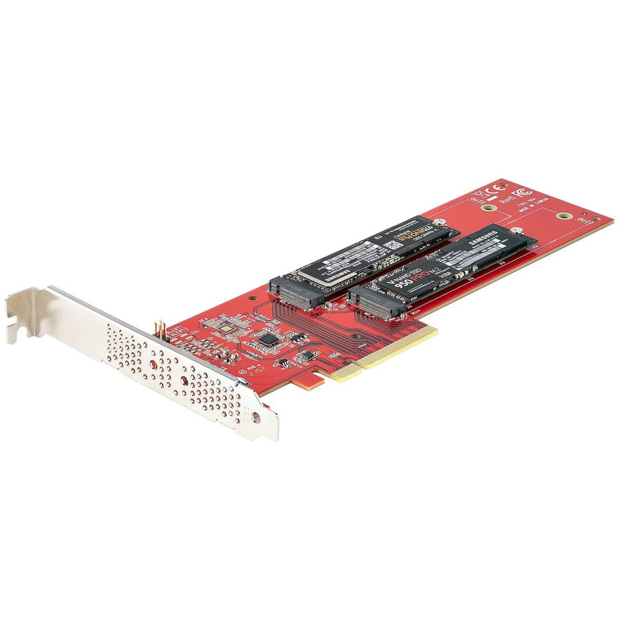 StarTech.com Dual M.2 PCIe SSD Adapter Card, x8 / x16 Dual NVMe or AHCI M.2 SSD to PCI Express 4.0, Up to 7.8GBps/Drive, For 2242/2260/2280/22110mm PCIe M-Key M2 SSDs, Bifurcation Required - PC/Linux Compatible