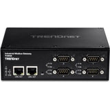 TRENDnet 4-Port Fast Ethernet Industrial Modbus Gateway, 4 x Serial DB-9 Ports, 2 x Fast Ethernet Ports, Up to 100m (328 ft), IP30 Rated Housing, Extreme Temperature Protection, Black, TI-M42