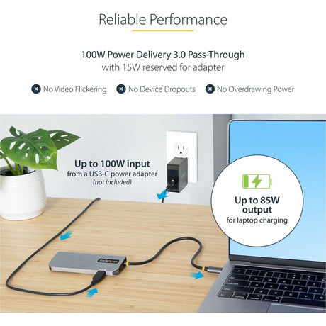 StarTech.com USB C Multiport Adapter, 4K 60Hz HDMI HDR10 Video, 3 Port 5Gbps USB 3.2 Hub, 100W PD PassThrough, GbE, Mini Travel Dock