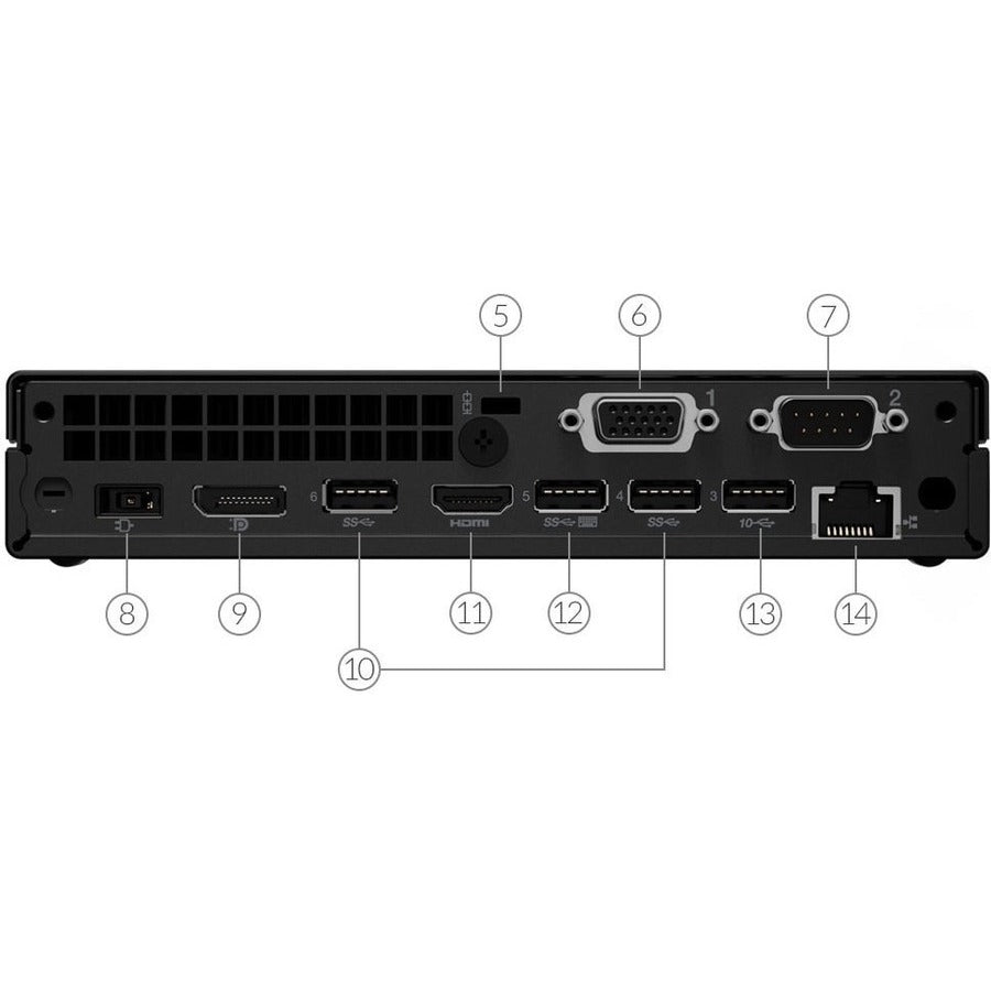 Lenovo ThinkCentre M70q 11DT00FFUS Desktop Computer - Intel Core i5 10th Gen i5-10400T - 16 GB - 256 GB SSD - Tiny - Black