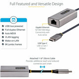 StarTech.com USB-C to Ethernet Adapter, 10/100/1000 Mbps, Gigabit Network Adapter, ASIX AX88179A, 1ft/30cm Cable, Windows/macOS/Linux