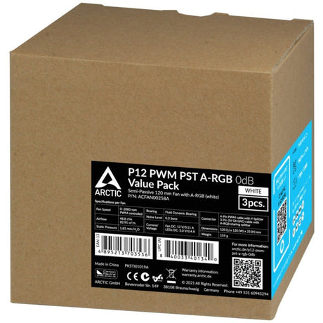 Arctic Cooling Semi-passive 120 mm Case Fan with digital A-RGB | Value Pack - 3 Pack