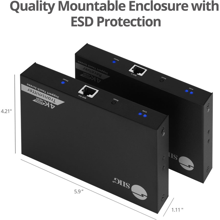 SIIG 4K 60Hz HDR HDMI KVM Over Cat6 Extender with S/PDIF & Touch Screen Support