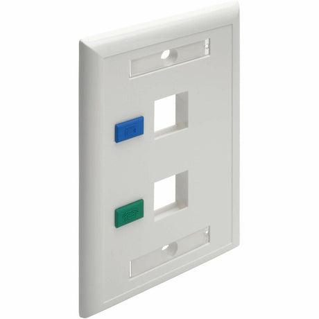 Eaton Tripp Lite Series 2-Port Keystone Faceplate, Single Gang, ID Labels, White, TAA