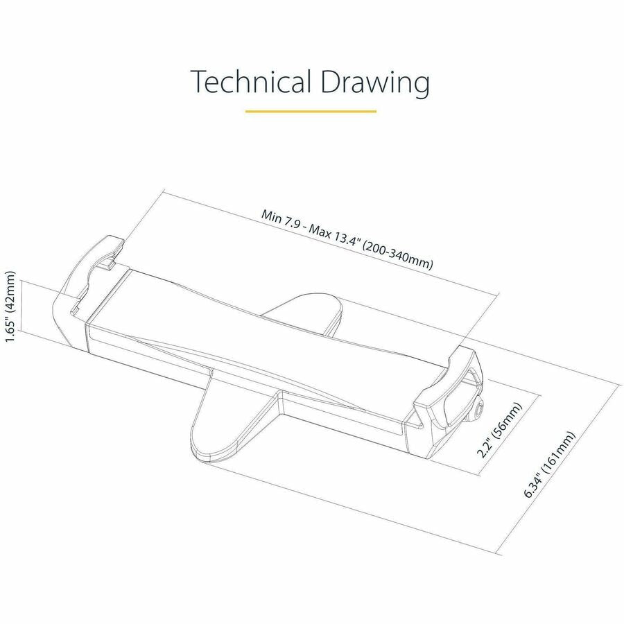 StarTech.com VESA Mount Adapter for Tablets 7.9 to 12.5in, Up to 2kg /4.4lb, 75x75/100x100, Universal Anti-Theft Tablet VESA Mount Clamp