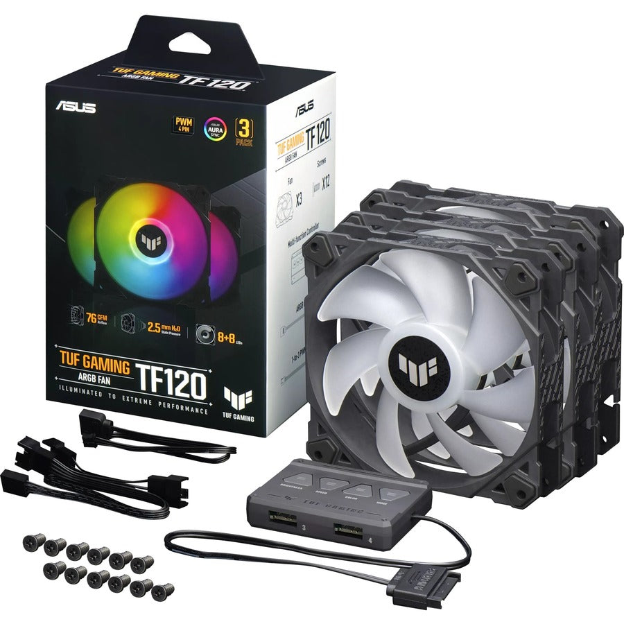 TUF Gaming TF120 ARGB Fan - Triple Fan Kit with ARGB Controller - 3 Pack