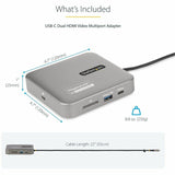 StarTech.com USB-C Multiport Adapter, Dual 4K 60Hz HDMI, 2-Port USB-A/USB-C 10Gbps Hub, 100W PD, GbE, SD, Travel Docking Station