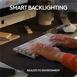 Logitech MX Mechanical Mini for Mac Wireless Illuminated Keyboard, Low-Profile Switches, Tactile Quiet Keys, Pale Gray