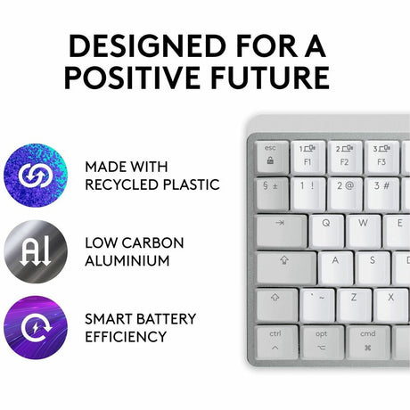 Logitech MX Mechanical Mini for Mac Wireless Illuminated Keyboard, Low-Profile Switches, Tactile Quiet Keys, Pale Gray