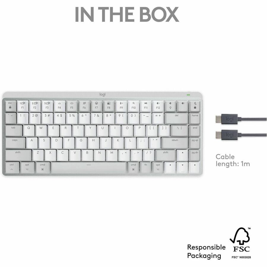 Logitech MX Mechanical Mini for Mac Wireless Illuminated Keyboard, Low-Profile Switches, Tactile Quiet Keys, Pale Gray