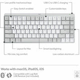 Logitech MX Mechanical Mini for Mac Wireless Illuminated Keyboard, Low-Profile Switches, Tactile Quiet Keys, Pale Gray