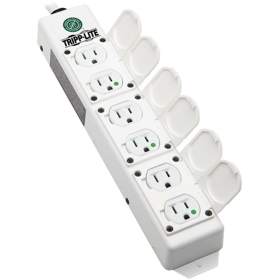 Eaton Tripp Lite Series Safe-IT UL 2930 Medical-Grade Power Strip for Patient Care Vicinity, 6 Hospital-Grade Outlets, Safety Covers, Antimicrobial, 15 ft. Cord, Dual Ground