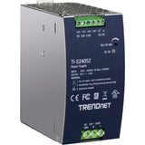 TRENDnet 240W, 52V DC, 4.61A AC to DC DIN-Rail Power Supply, TI-S24052, Industrial Power Supply with Built-In Power Factor Controller Function, Silver