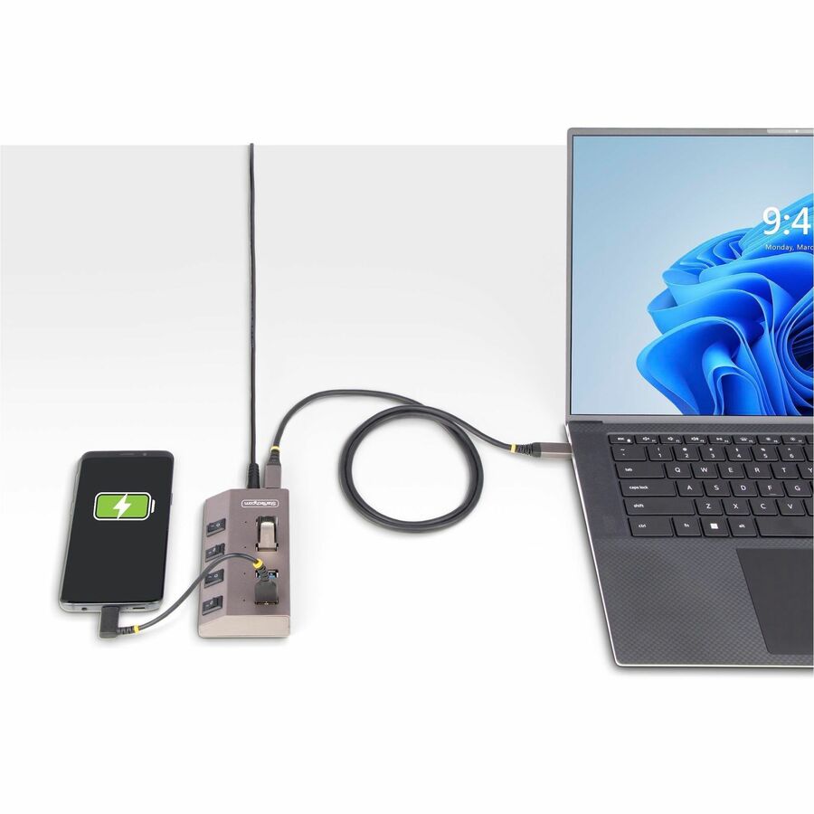 StarTech.com 4-Port Self-Powered USB-C Hub with Individual On/Off Switch, Desktop/Laptop USB-C to USB-A Hub, USB Type C Hub w/Power Supply