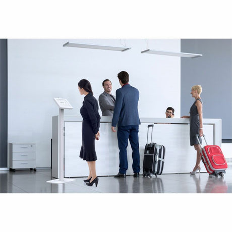 CTA Digital Premium Thin Profile Floor stand w/ Small Universal Security Enclosure (White)