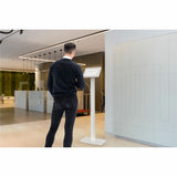CTA Digital Premium Thin Profile Floor stand w/ Small Universal Security Enclosure (White)