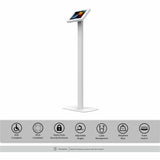 CTA Digital Premium Thin Profile Floor stand w/ Small Universal Security Enclosure (White)