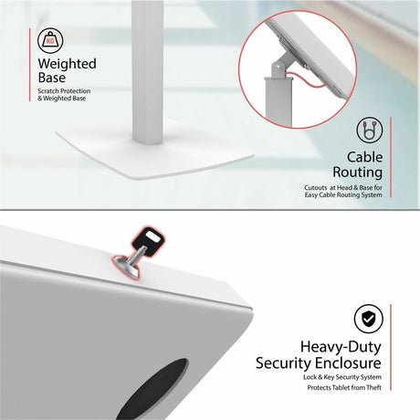CTA Digital Premium Thin Profile Floor stand w/ Small Universal Security Enclosure (White)
