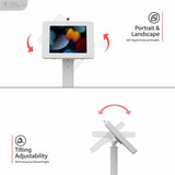 CTA Digital Premium Thin Profile Floor stand w/ Small Universal Security Enclosure (White)