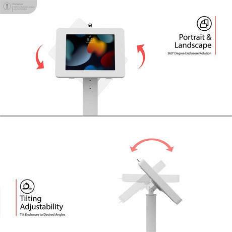 CTA Digital Premium Thin Profile Floor stand w/ Small Universal Security Enclosure (White)