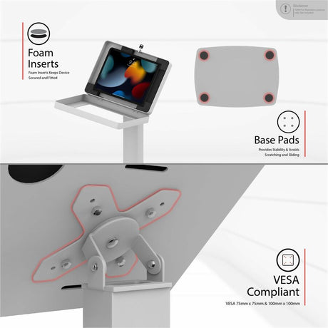 CTA Digital Premium Thin Profile Floor stand w/ Small Universal Security Enclosure (White)