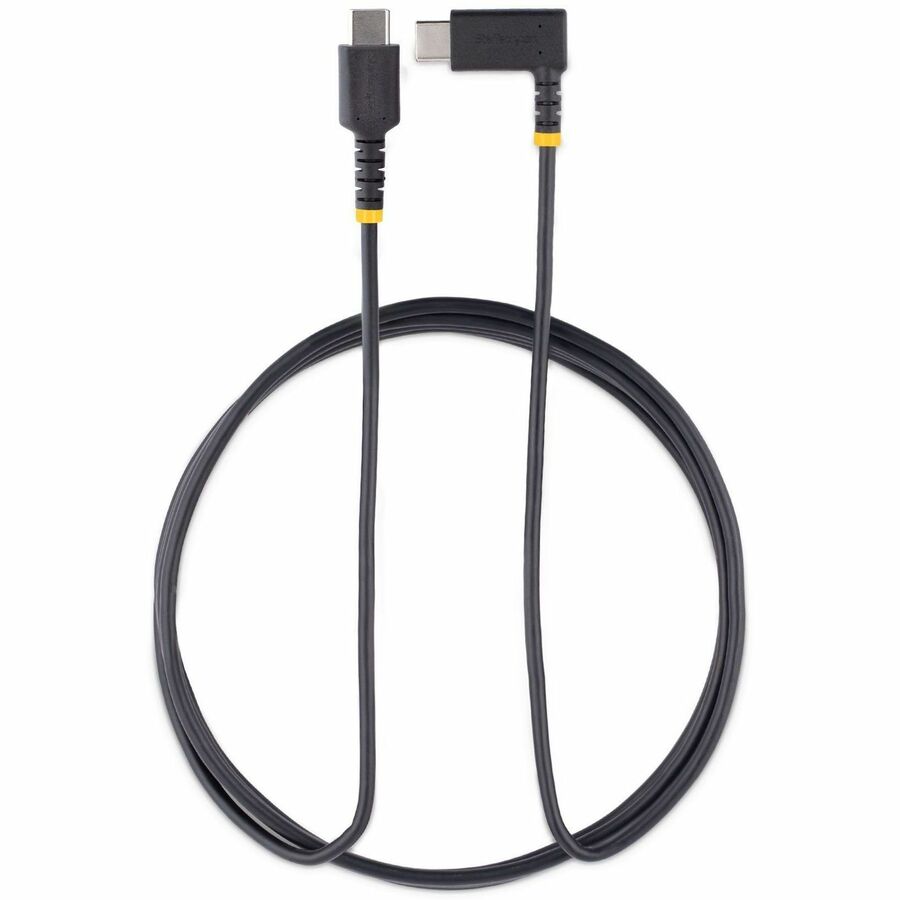 StarTech.com 6ft (2m) USB C Charging Cable Right Angle, 60W PD 3A, Heavy Duty Fast Charge USB-C Cable, Durable Rugged Aramid Fiber