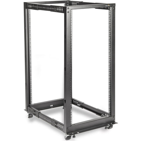 Rocstor SolidRack 25U Adjustable Depth Open Frame 4 Post Rack w/ Casters
