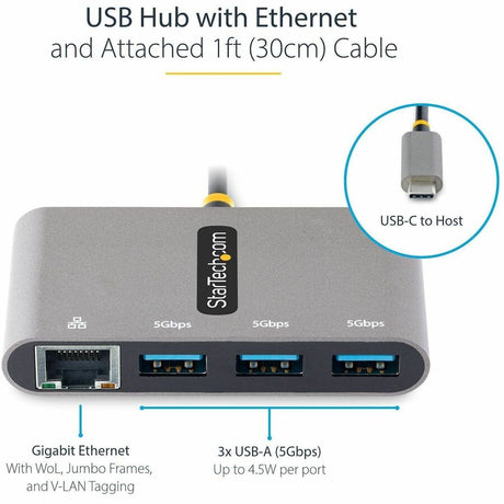3 PORT USB C HUB WITH ETHERNET
