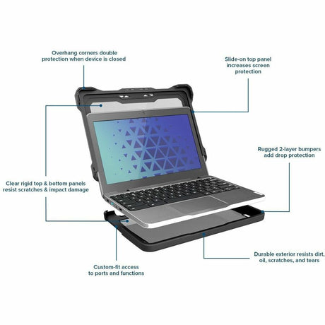 Extreme Shell-F Slide Case (ESL bottom panel) for Dell 3120 Windows Clamshell 11.6" (Gray/Clear)