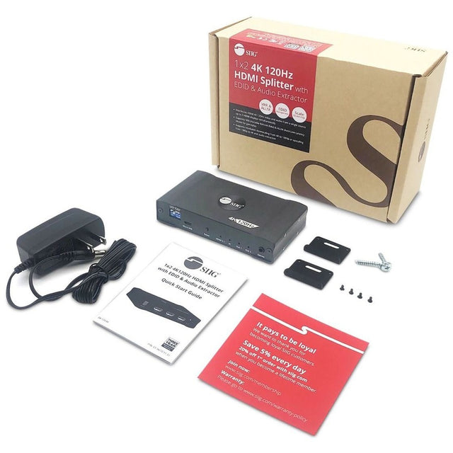 SIIG 1x2 4K120Hz HDMI Splitter with EDID & Audio Extractor