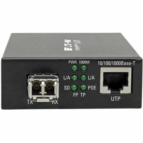Eaton Tripp Lite Series Gigabit Multimode Fiber to Ethernet Media Converter, PoE+ - International Power Cables, 10/100/1000 LC, 850 nm, 550 m (1,804 ft.)