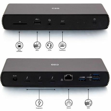 C2G Thunderbolt 4 Dock - Dual Monitor Docking Station with USB, Ethernet, SD Reader, and AUX - Power Delivery up to 90W