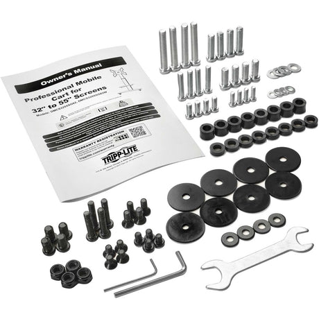 Eaton Tripp Lite Series Premier Rolling TV Cart for 32" to 55" Displays, Frosted Glass Base and Shelf, Locking Casters, White