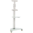 Eaton Tripp Lite Series Premier Rolling TV Cart for 37" to 70" Displays, Frosted Glass Base and Shelf, Locking Casters, White