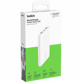 Belkin 15W 3-port USB Power Bank - 10K mAh - 2xUSB-A (12W), 1xUSB-C (15W) - Portable Charger - w/ USB-A to USB-C Cable - White