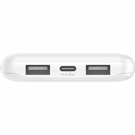 Belkin 15W 3-port USB Power Bank - 10K mAh - 2xUSB-A (12W), 1xUSB-C (15W) - Portable Charger - w/ USB-A to USB-C Cable - White