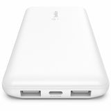 Belkin 15W 3-port USB Power Bank - 10K mAh - 2xUSB-A (12W), 1xUSB-C (15W) - Portable Charger - w/ USB-A to USB-C Cable - White
