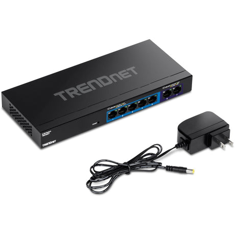 TRENDnet 7-Port Multi-Gig Switch, 5 x 1G RJ-45 Base-T Ports, 2 x 2.5G RJ-45 Ports, 20Gbps Switching Capacity, Wall Mountable, Plug & Play, Network Ethernet Switch, Lifetime Protection, Black,TEG-S327