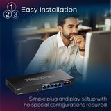 TRENDnet 7-Port Multi-Gig Switch, 5 x 1G RJ-45 Base-T Ports, 2 x 2.5G RJ-45 Ports, 20Gbps Switching Capacity, Wall Mountable, Plug & Play, Network Ethernet Switch, Lifetime Protection, Black,TEG-S327