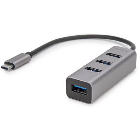 Rocstor Premium Portable 4 Port Aluminum Hub - USB-C to 4x USB-A Hub - USB 3.0 Hub - Bus Powered - USB C to USB Type-A Hub - USB Type C - External - USB-C 3.1 to 4 USB Type-A 3.0 Port(s) USB-A - For MacBook&copy;, MacBook Air&copy;, MacBook Pro&copy;, Chr
