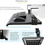 StarTech.com Under Desk Keyboard Tray, Clamp on Keyboard Holder, Up to 12kg/26.5lb, Height Adjustable, Ergonomic Sliding Keyboard Drawer