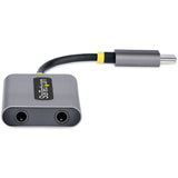 StarTech.com USB-C Headphone Splitter, USB Type C Dual Headset Adapter w/Mic Input, USB C to 3.5mm Audio Adapter/Earphone Dongle/Aux Jack