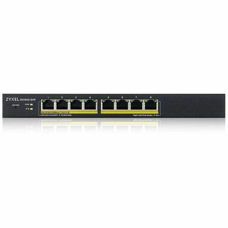 ZYXEL GS1900-8HP REV 03F 8-Port Gigabit Smart Managed PoE Switch | 8 PoE+ Ports at 77W | Fanless | TAA Compliant