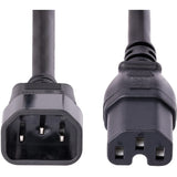 StarTech.com 10ft (3m) Heavy Duty Extension Cord, IEC C14 to IEC C15 Black Extension Cord, 15A 125V, 14AWG, Heavy Gauge Power Cable