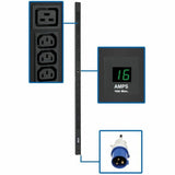 Eaton Tripp Lite Series 3.7kW Single-Phase Local Metered PDU, 208/230V Outlets (32-C13, 6-C19), IEC309 16A Blue 16A, 0U Vertical