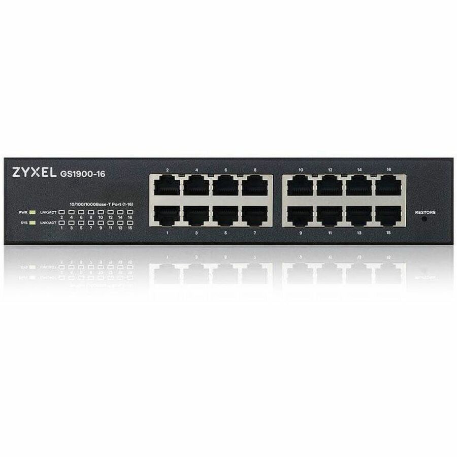 ZYXEL GS1900-16 REV 03F 16-Port Gigabit Smart Managed Switch | Fanless